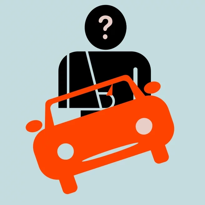 Illustration d’une victime et d’une voiture après un accident de la route – démarches à suivre